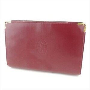 Cartier Clutch bag Mastline Red Gold leather Woman unisex Authentic Used D1983